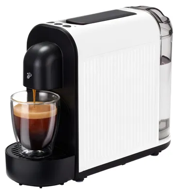 Produktbild von Tchibo Cafissimo NOW Kaffeemaschine Kapselmaschine für Caffè Crema, Espresso und Kaffee | 0,67 l | 1250 Watt | 11,4 x  33,7 x 23,5 cm | Weiß