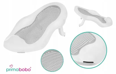 Zdjęcie produktu dla Primabobo składany leżaczek do wanienki dla niemowląt 0–6 miesięcy, TPE + PP, do 8 kg, szary