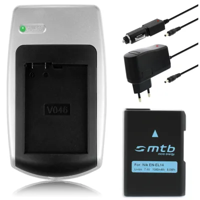 Produktbild von Ladegerät + Akku EN-EL14(A) für Nikon Df D3100 D3200 D5100 D5200 D5300 P7000 P7100 P7700 P7800 -INFOCHIP-