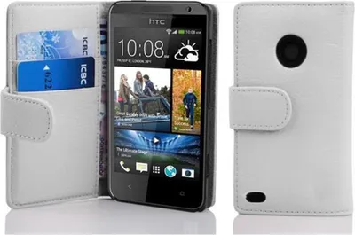 Produktbild von Cadorabo Schutzhülle für HTC Desire 300 Hülle in Weiß Handyhülle Etui Case Backcover Kunstleder Tasche