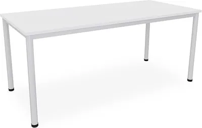 Productafbeelding van Bureau in verschillende maten en kleuren, conferentietafel met grijs metalen frame, stevig vergadertafel/werktafel, kantoortafel, eigen fabricage (B: 180 cm x D: 80 cm, wit)