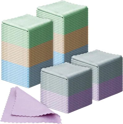 Imagen del producto de Paños de limpieza de microfibra, sin residuos, de 25 x 25 cm, paquete de 100 unidades, para coche y cocina