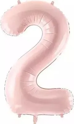 Zdjęcie produktu dla Balon foliowy cyfra 2 jasny róż 72 cm Partydeco