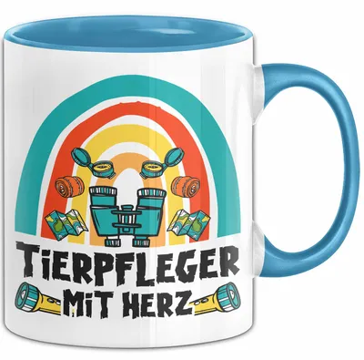 Produktbild von Tierpfleger Mit Herz Tasse Lustiges Geschenk Für Zoo Tierpfleger (Blau)