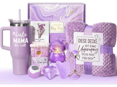 Produktbild von Geschenkset für Mama mit 1200ml Thermobecher und Kuscheldecke