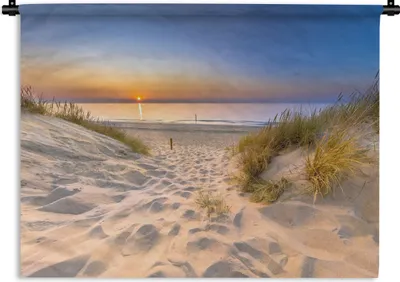 Produktbild von MuchoWow® Wandteppich Wandbehang Düne - Sonnenuntergang - Horizont - Strand - Gras 150x112.50 cm Tapisserie Dekoration Wandtuch - Wanddecke - Wandteppiche