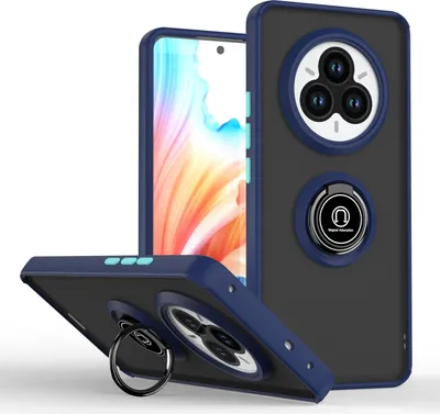 Produktbild von Hülle für Realme 14 Pro Matte Transluzent TPU Stoßfest Schutzhülle mit Ring Halter Ständer Blau