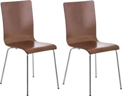 Produktbild von CLP 2er Set Besucherstuhl Pepe mit Holzsitz und Metallgestell - Farbe: braun