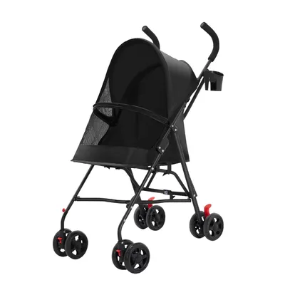 Produktbild von Hundewagen klappbar Haustierwagen für Hunde Katzen abnehmbarer Hundebuggy Schwarz