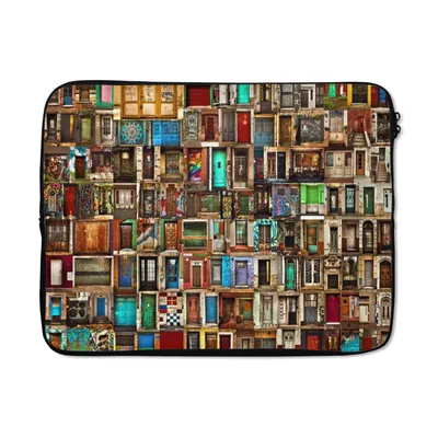 Produktbild von MuchoWow® Laptop Hülle 15 Zoll Türen - Bunt - Collage - Architektur Laptoptasche - Laptoptasche - Sleeve - Rundum-Schutz
