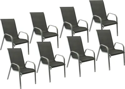 Produktbild von 8erSet Stühle MARBELLA aus grauem Textilene - grauem Aluminium