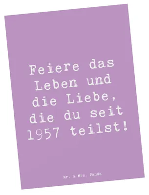 Produktbild von Mr. & Mrs. Panda Postkarte Spruch 1957 Geburtstag feiern - Lavendeltraum - Geschenk, Ansichtskarte, Geburtsjahr, Nostalgie, Fotokarte, Geburtstagsgeschenk, Alter, seit