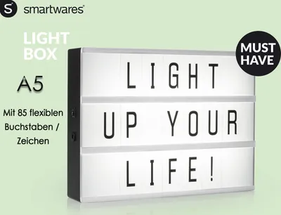 Produktbild von Smartwares LED Leuchtkasten A5 21 x 15cm 1W IP20 für 6 x AA Batterie mit 85 Buchstaben