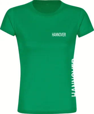 Produktbild von multifanshop Damen T-Shirt - Hannover - Brust & Seite, grün, Größe L