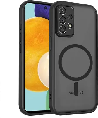 A smartphone with a black protective case, shown from a diagonal angle.