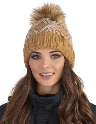 Immagine prodotto di Berretto da donna Vivisence con pompon invernale caldo spesso 7029, beige, taglia unica