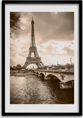 Produktbild von Bild - Bilderrahmen - 50 cm x 70 cm - MDF - Rahmen - Wandkunst Eiffelturm Paris