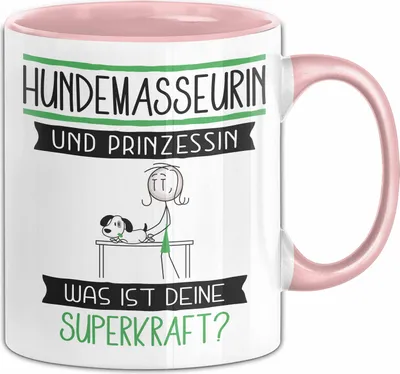 Produktbild von Hundemasseurin Und Prinzessin Tasse Geschenk Für Eine Hundemasseurin Geburtstag Was Ist Deine Superkraft (Rosa)