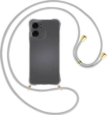 Produktbild von Handykette Backcover-Schutzhülle mit Band (Metall goldfarben) für Motorola Moto G05 - silbergrau