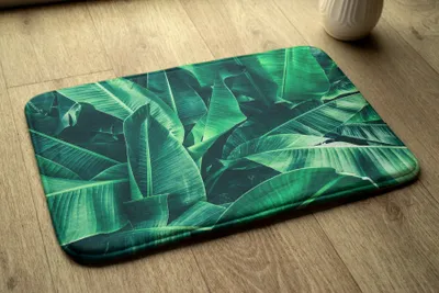 Produktbild von Badteppich Saugfähige - Badezimmer Teppich - Rutschfester Badvorleger Badematte - 75x45 cm - Pflanzen Blätter
