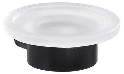 Seifenschale schwarz, Cromall/Messing/Glas, 4x11x11,2 cm