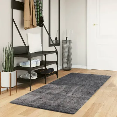 Produktbild von Design Möbel Teppich Kurzflor Weich und Waschbar Anthrazit 80x200 cm - 2024 Neu