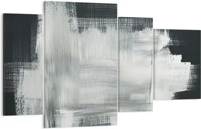 Produktbild von Bild auf Leinwand - Leinwandbild - 4 Teile - Abstraktion Schwarz Weiß - 120x70cm - Wand Bild - Wanddeko - Wandbilder - Leinwanddruck - Bilder - Wanddekoration - Leinwand bilder - DL120x70-4173
