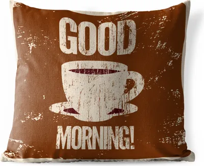 Produktbild von MuchoWow® Outdoor Kissen - Kaffee - Guten Morgen! - Retro - Sprichwörter - Zitate - 45x45 cm - Wetterfest - Lounge Kissen - Fotokissen - Dekoratives Kissen