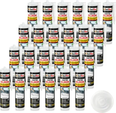 Produktbild von Isolbau Sanitär Silikon 24 x 300 ml Transparent - Hochelastischer Silikon-Dichtstoff für Abdichtungen & Fugen – Schimmelresistent, wasserdicht -  Kartusche
