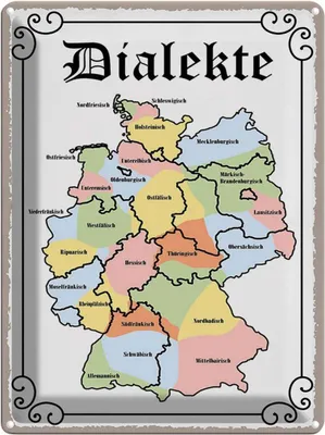 Produktbild von vianmo Blechschild 40x30 cm Dialekte Karte Bundesländer Spruch Zitat