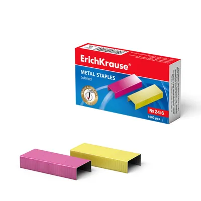 Produktbild von Heftklammern Nr. 24/6 extra scharf & stark 1000 Stück Rosa Gelb