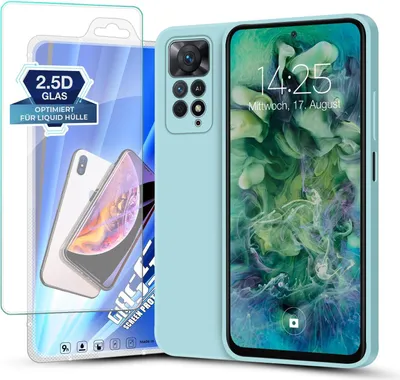 A phone case and screen protector are displayed next to a smartphone.