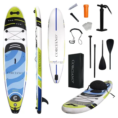 Produktbild von Corciano SUP Board 350cm Aufblasbar | 2-in-1 Stand Up Paddle Board mit Kajaksitz | Komplettset mit Paddel, Pumpe, Rucksack & Leash | Bis 150kg