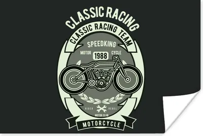 Produktbild von MuchoWow® Poster Motorrad - Zeichnung - Retro 90x60 cm - Schlafzimmer