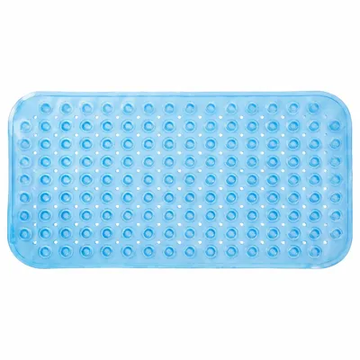 Produktbild von Rutschfeste Badewannenmatte, 71 x 37,5 cm, PVC-Duschmatte mit Saugnäpfen, Blau