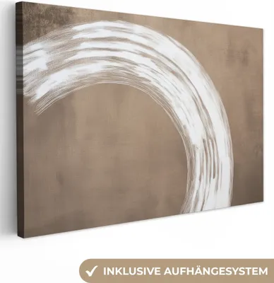 Produktbild von Leinwand Bilder 90x60 cm - Japandi - Kreis - Beige, Bild Modern, Wanddeko, Gemälde