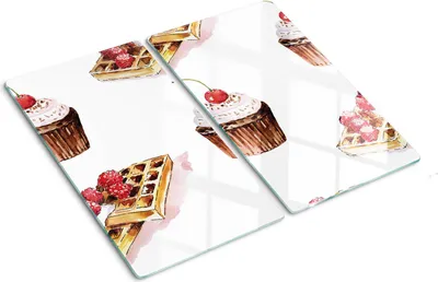 Obrázok produktu pre Sklenená ochranná doska – Kryt varnej dosky – Kryt na indukčnú dosku – 2x30x52 cm – Rýchle čistenie – Tvrdené sklo – Dezert