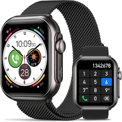 Produktbild von BANLVS Smartwatch Herren mit 1000mAh Akku 1.85" AMOLED Fitnessuhr mit Telefonfunktion 120 Sportmodi 5ATM Wasserdicht für Android iOS