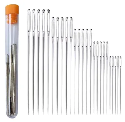 Produktbild von Nähnadeln Set 25 Stück mit großem Öhr aus Edelstahl für Handnähen und Handwerk