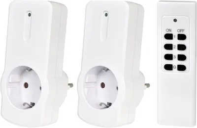 Produktbild von Funksteckdosen-Set mit 2 Adaptern und 1 Fernbedienung