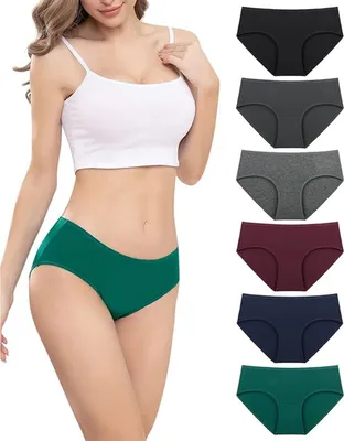 Produktbild von 6 Stück Damen Unterhosen elastischer Baumwolle Slips, Atmungsaktiv und Langlebig, Komfortabel Easy Clean Taillenslip Panties -Größe:L