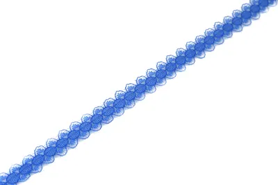 Produktbild von Blaues Vintage Spitzenband unelastisch 100% Nylon mit Bogenkante 15mm x 10m