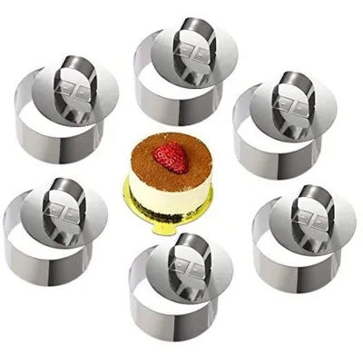 Produktbild von Dessertringe Tortenring Kleine Backring Edelstahl Kuchenring Mousseformen Dessertringe für Kochen und Backen 6pcs