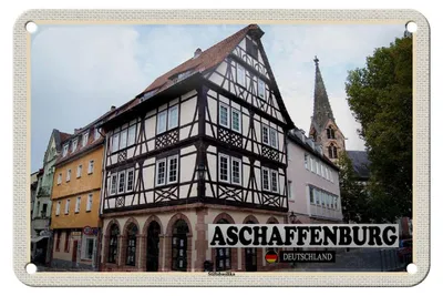 Produktbild von Blechschild Städte Aschaffenburg Stiftbasilika Altstadt 18x12cm Schild