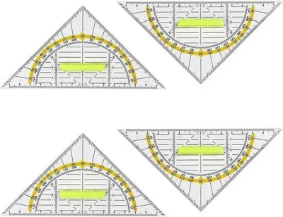 Immagine prodotto di Set di righelli triangolari trasparente da 4 pezzi, 157 cm, per scuola e ufficio