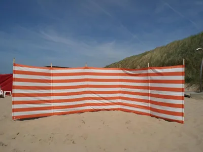 Produktbild von Strandwindschutz 6 m, orange/weiß, Polyacryl-Windschutz – 6 m Camping-Windschutz
