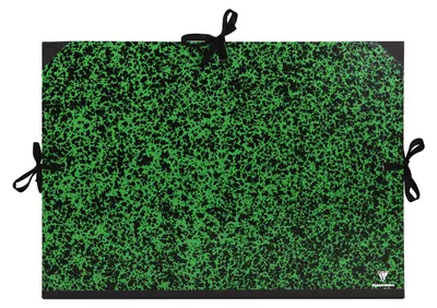 Image de Porte-documents en carton robuste, motif à pois, dimensions 26x33 cm, couleur vert, marque Clairefontaine, fabriqué à Annonay