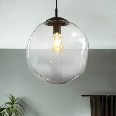 Obrázek produktu pro Závěsné světlo skleněné stínidlo šedé černé E27 Ø 40 cm jídelní stůl závěsné světlo