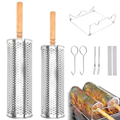 Zdjęcie produktu dla Foyucool Kosze do grillowania obrotowe stal nierdzewna