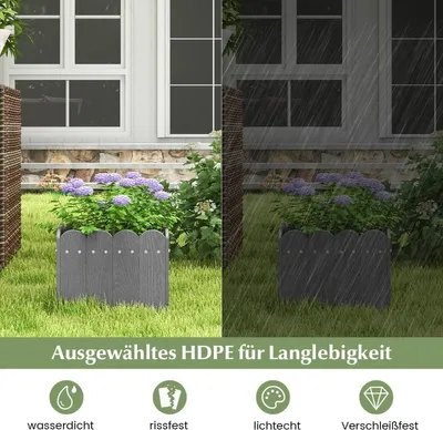Immagine prodotto di Set di fioriere in HDPE resistenti alle intemperie - 32x30x25 cm, grigio
